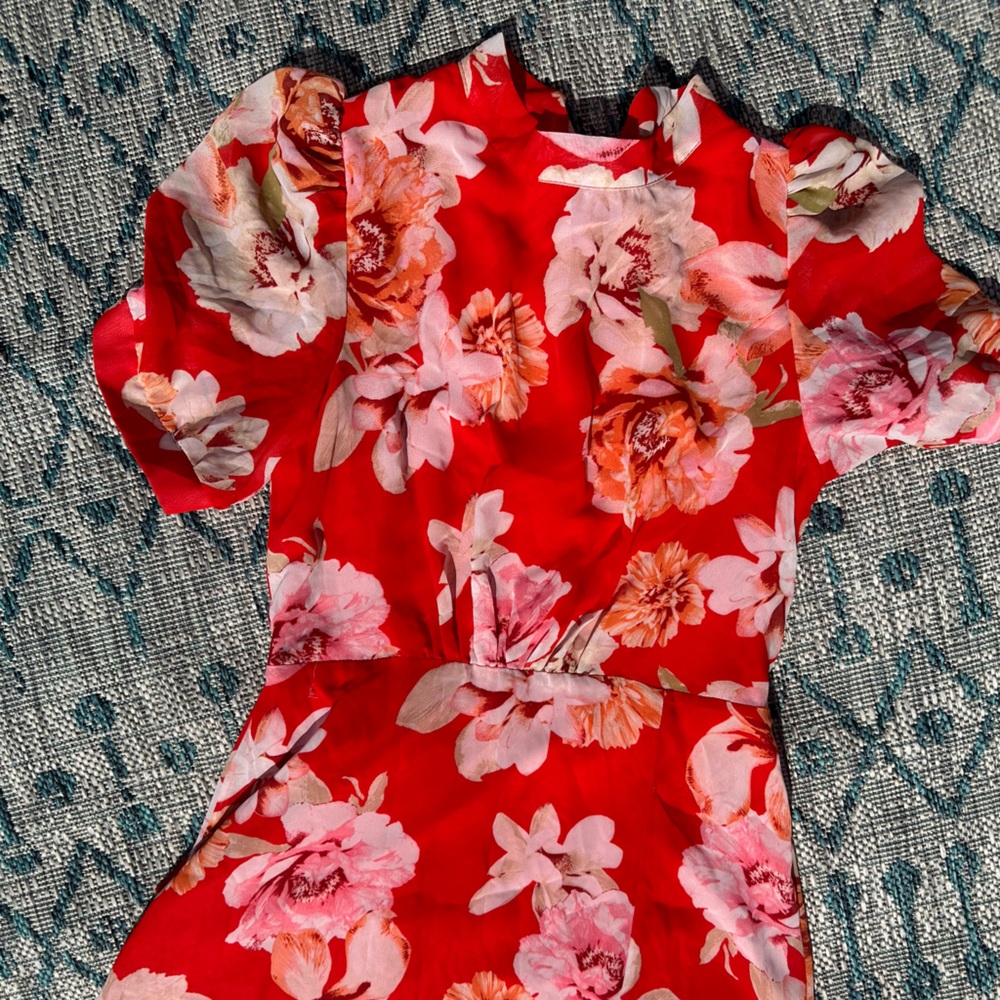 JULIA JORDAN red Floral Mockneck Midi A-Line Dress nwt - Picture 7 of 11